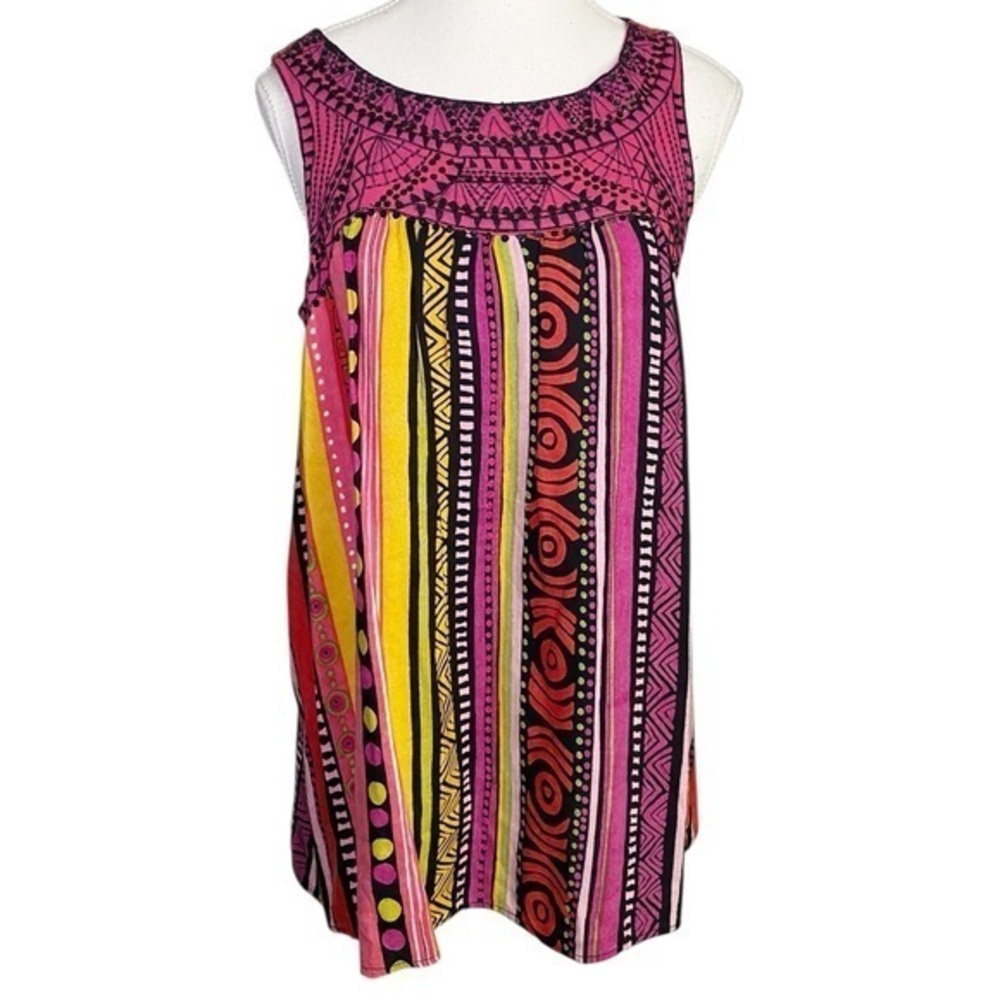 Charming Charlie Vibrant Multicolor Striped Sleeveless Tunic